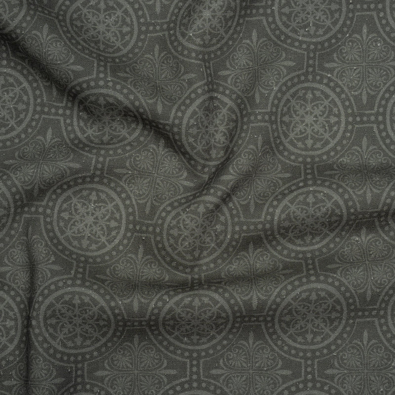 Linen and Rayon Woven Print - Gray Medallions - Mood Exclusive Gawain's Glory