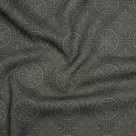 Linen and Rayon Woven Print - Gray Medallions - Mood Exclusive Gawain's Glory