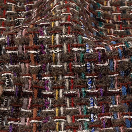 Italian Taupe, Burgundy and Multicolor Tweedy Plaid Blended Wool Woven