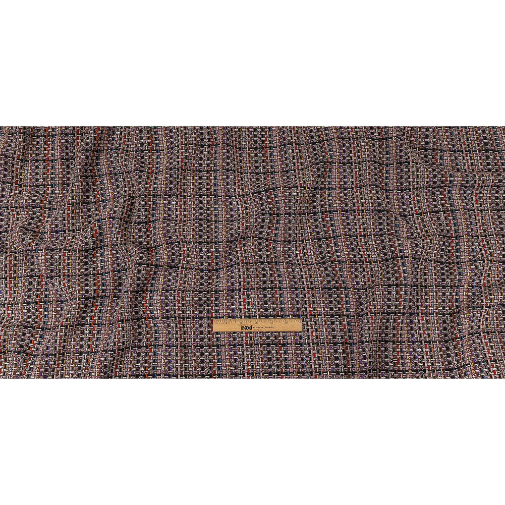 Italian Lilac, Gray and Multicolor Tweedy Plaid Blended Wool Woven