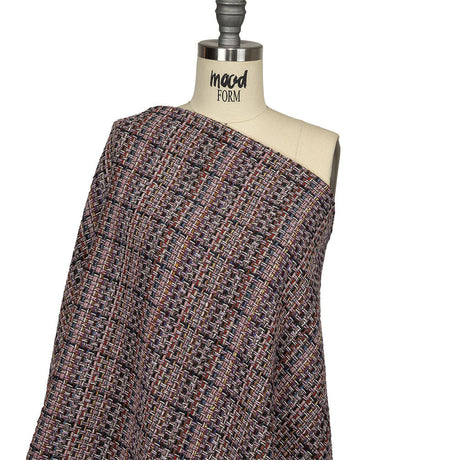 Italian Lilac, Gray and Multicolor Tweedy Plaid Blended Wool Woven