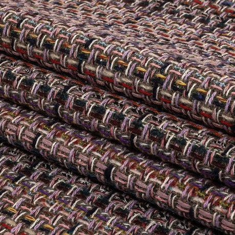 Italian Olive, Lilac and Multicolor Tweedy Plaid Blended Wool Woven
