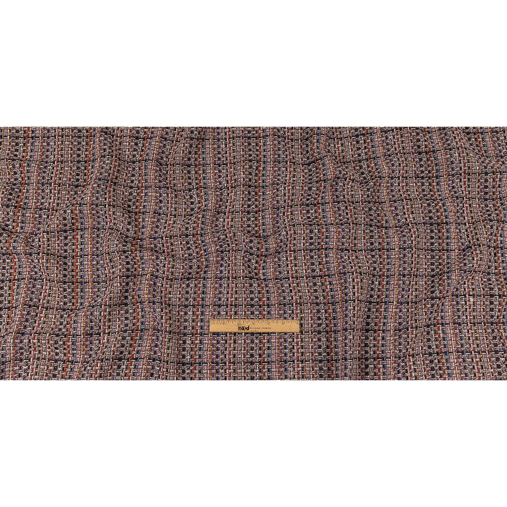 Italian Olive, Lilac and Multicolor Tweedy Plaid Blended Wool Woven