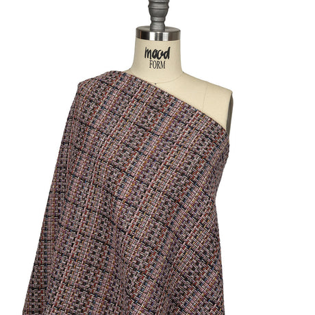 Italian Olive, Lilac and Multicolor Tweedy Plaid Blended Wool Woven