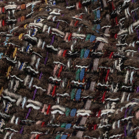 Black Coffee, Cream and Multicolor Tweedy Plaid Blended Wool Woven