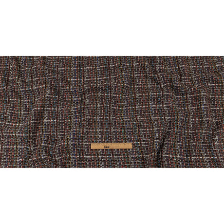 Black Coffee, Cream and Multicolor Tweedy Plaid Blended Wool Woven