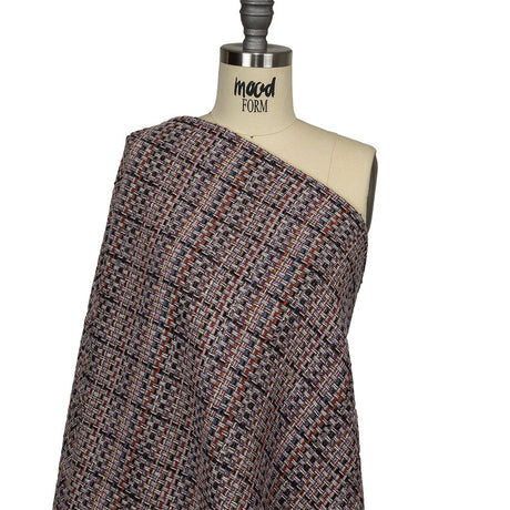 Gray, Navy and Multicolor Tweedy Plaid Blended Wool Woven