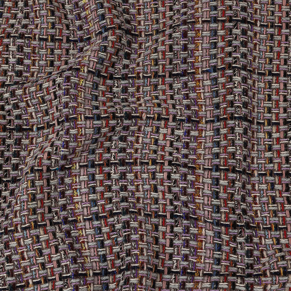 Gray, Navy and Multicolor Tweedy Plaid Blended Wool Woven