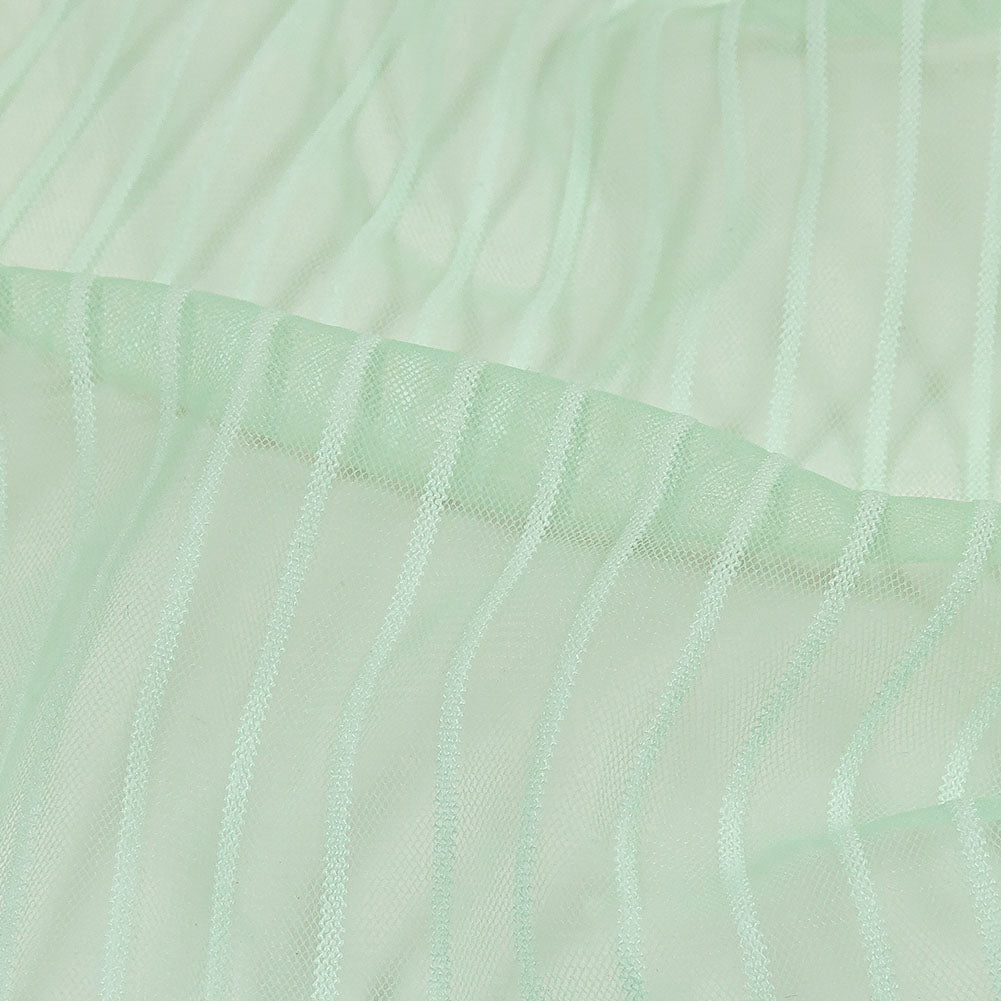 Embroidery Striped Tulle - Subtle Green - Elsinore Collection