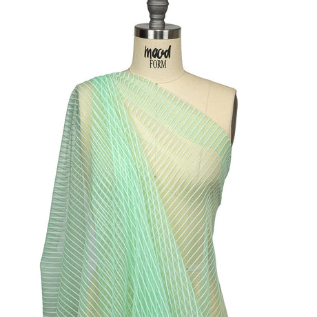Embroidery Striped Tulle - Subtle Green - Elsinore Collection