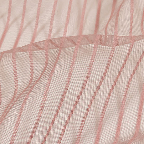 Embroidery Striped Tulle - Dusty Rose - Elsinore Collection