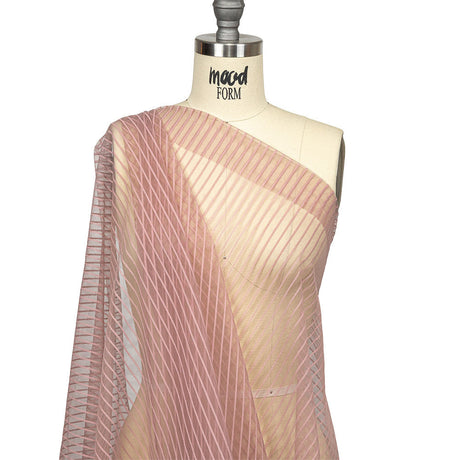 Embroidery Striped Tulle - Dusty Rose - Elsinore Collection