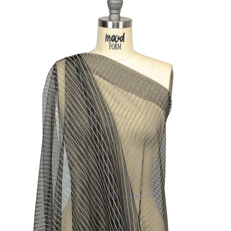 Embroidery Striped Tulle - Black and Gray - Elsinore Collection