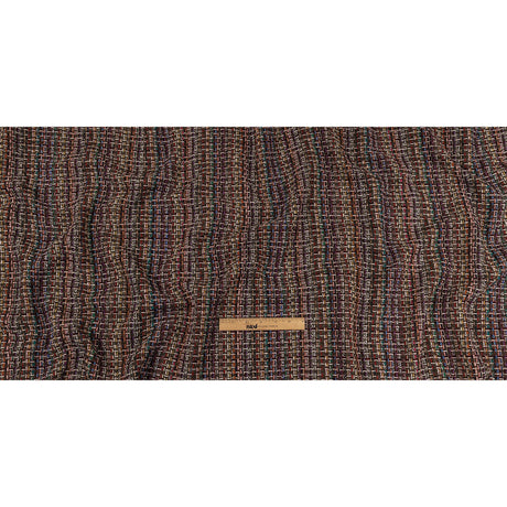Italian Gray Brown, Burgundy and Multicolor Tweedy Plaid Blended Wool Woven