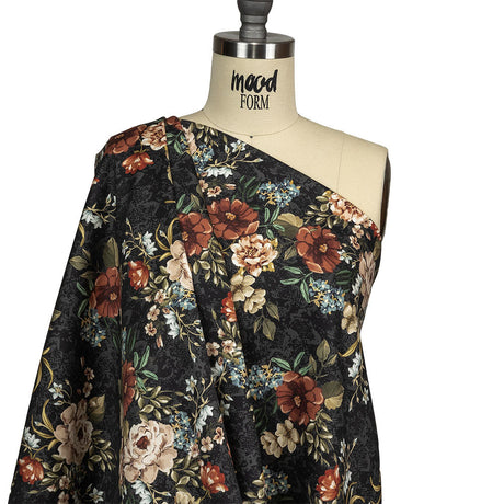 Mood Exclusive Charcoal Garden of Eden Stretch Cotton Sateen