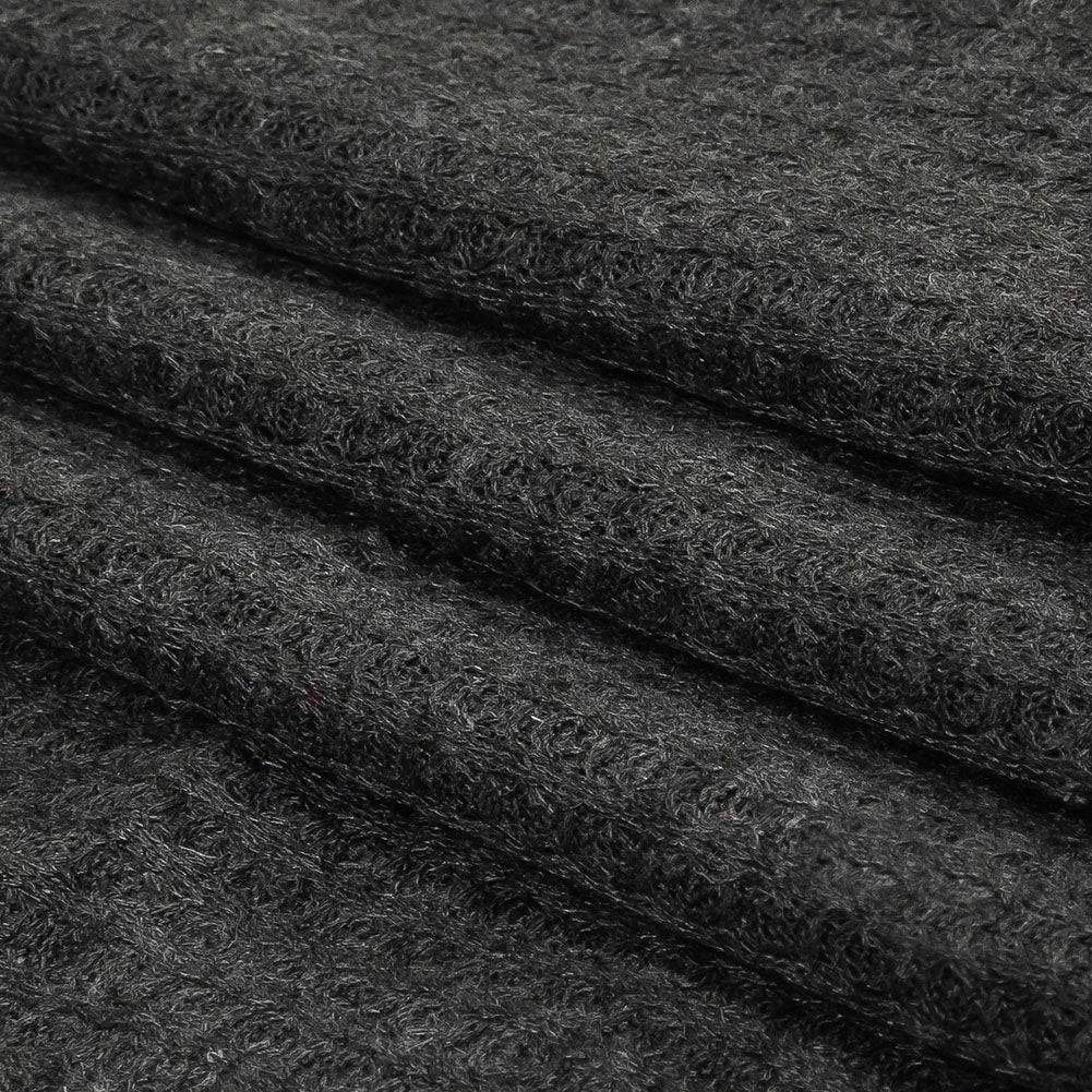 Charcoal Heathered Polyester Waffle Sweater Knit