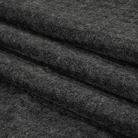 Charcoal Heathered Polyester Waffle Sweater Knit