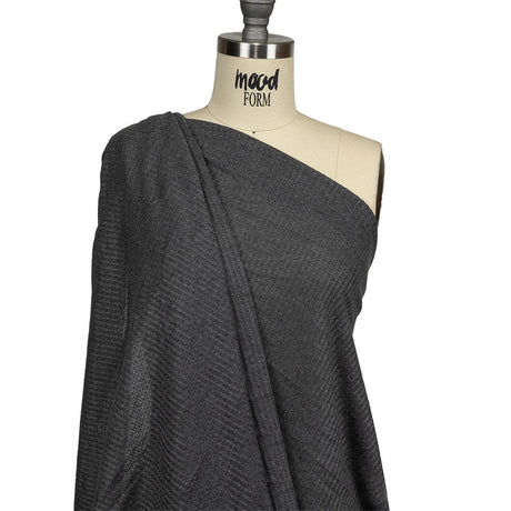 Charcoal Heathered Polyester Waffle Sweater Knit