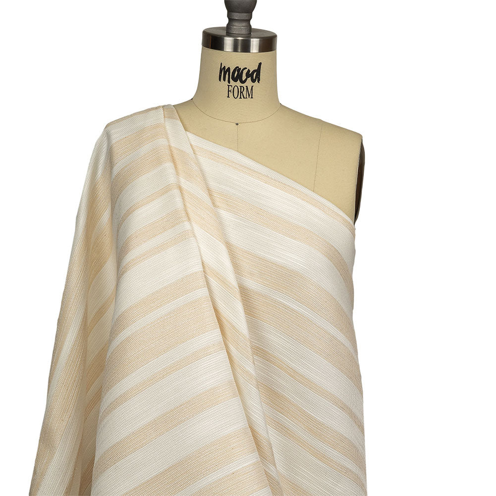 Pale Gold and Ivory Striped Polyester Woven