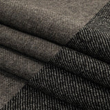 Black and Gray Diagonal Stripes Blended Wool Twill Double Cloth Coating