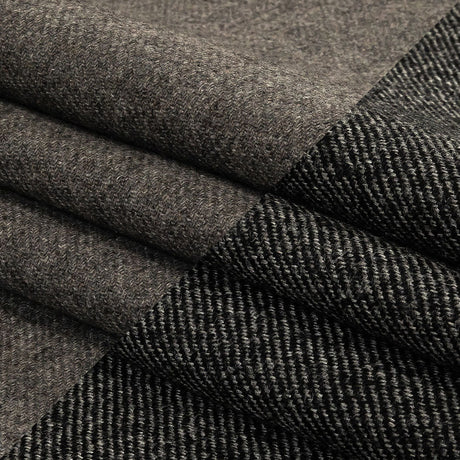 Black and Gray Diagonal Stripes Blended Wool Twill Double Cloth Coating