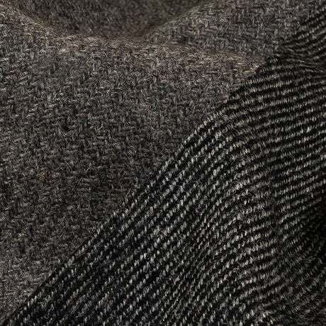 Black and Gray Diagonal Stripes Blended Wool Twill Double Cloth Coating