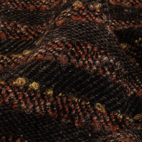 Brown, Black and Orange Boucle Stripes Blended Wool Twill Coating