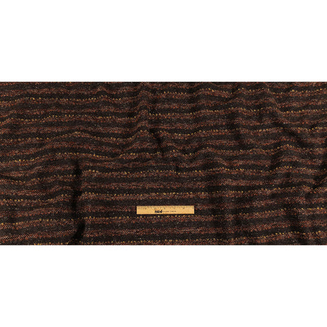 Brown, Black and Orange Boucle Stripes Blended Wool Twill Coating