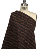 Brown, Black and Orange Boucle Stripes Blended Wool Twill Coating