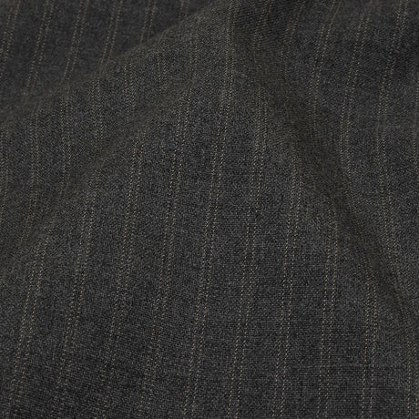 Gray and Beige Pinstriped Cotton and Polyester Suiting