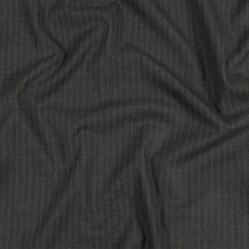 Gray and Beige Pinstriped Cotton and Polyester Suiting