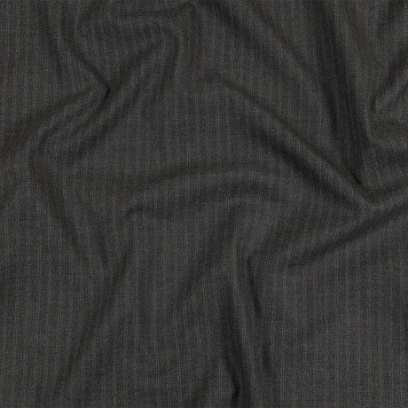Gray and Beige Pinstriped Cotton and Polyester Suiting