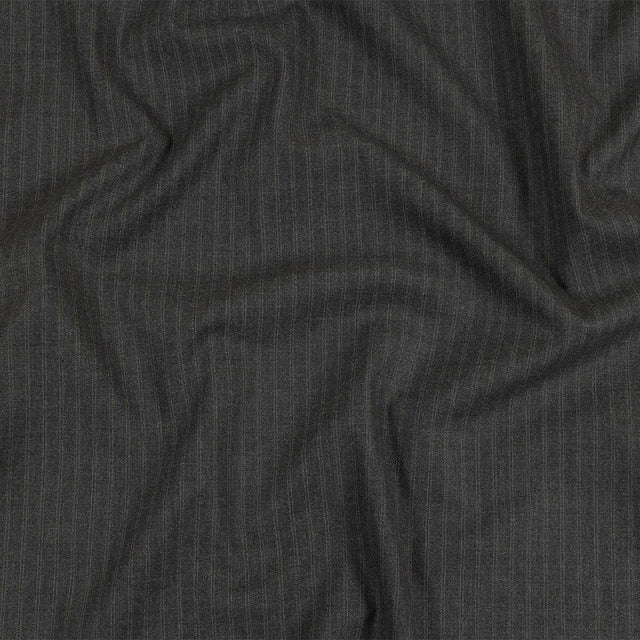 Gray and Beige Pinstriped Cotton and Polyester Suiting