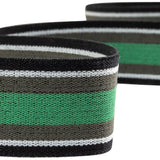 Green, Gray and Black Striped Elastic Trim - 1.25"
