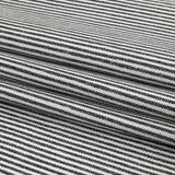 White and Dark Gray Loopy Stripes Stretch Cotton Twill