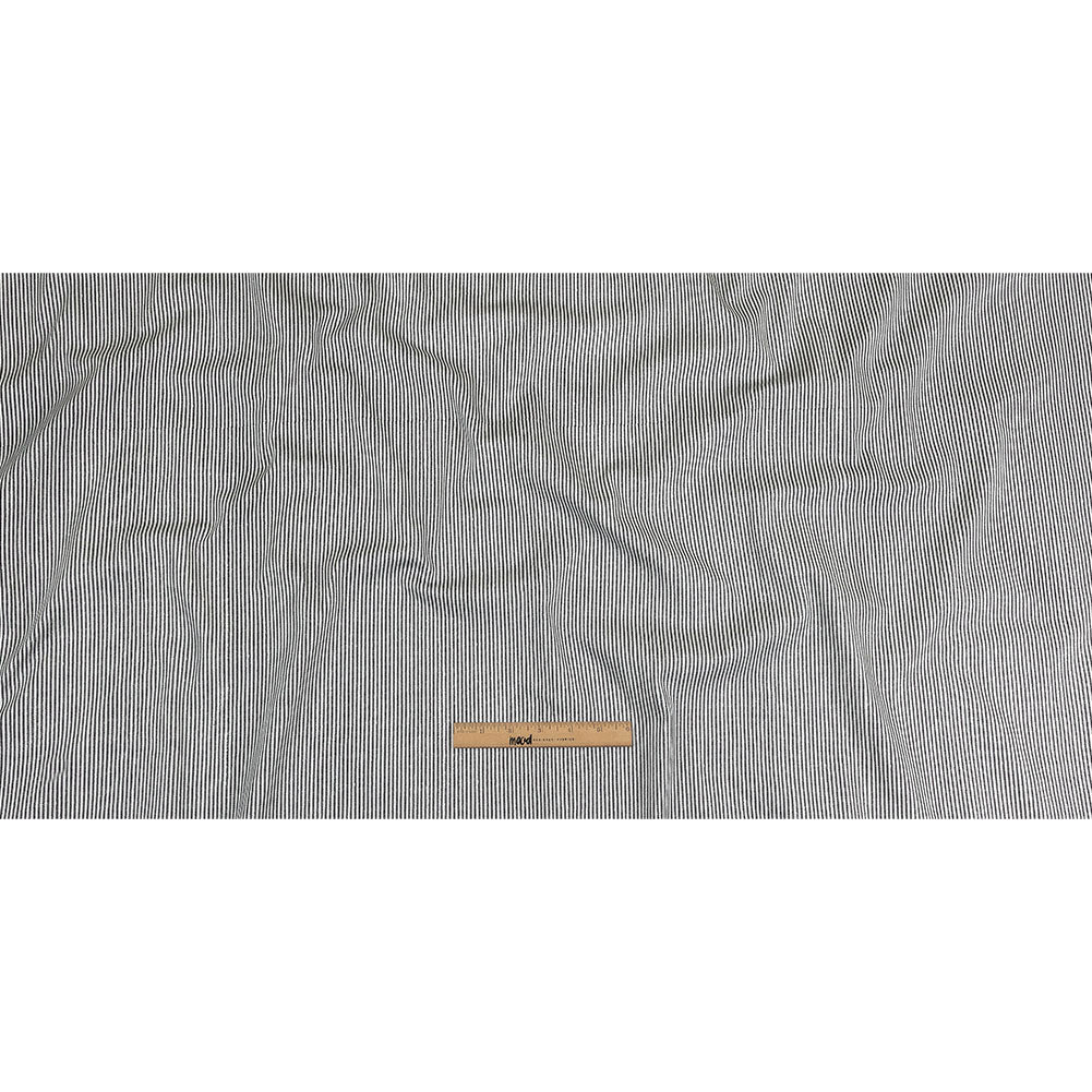 White and Dark Gray Loopy Stripes Stretch Cotton Twill