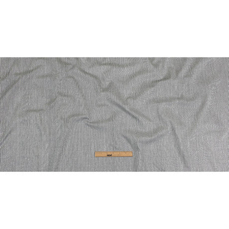 White and Dark Gray Loopy Stripes Stretch Cotton Twill