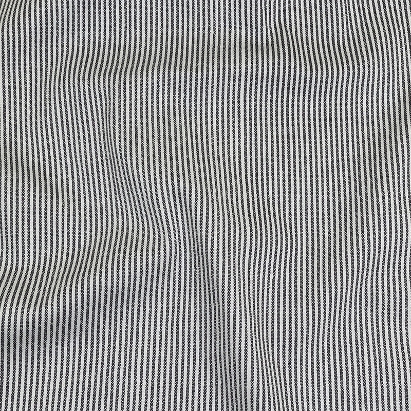 White and Dark Gray Loopy Stripes Stretch Cotton Twill
