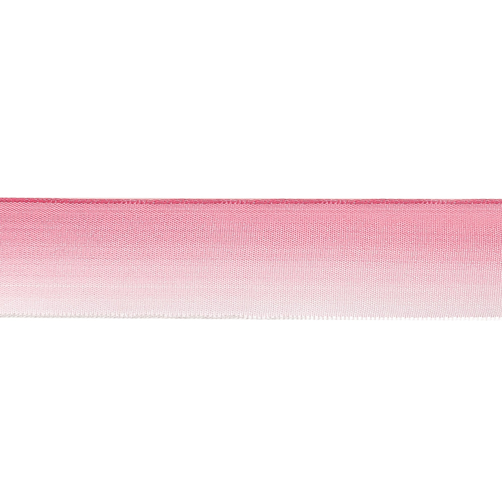 Light Pink and White Ombre Wire Edged Ribbon - 0.875"