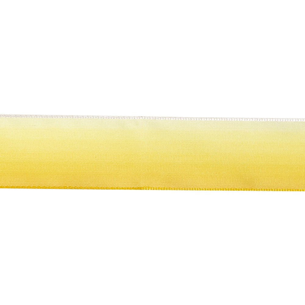 Daffodil and White Ombre Wire Edged Ribbon - 0.875"