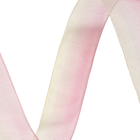 Sheer Yellow and Hot Pink Ombre Ribbon - 0.875"