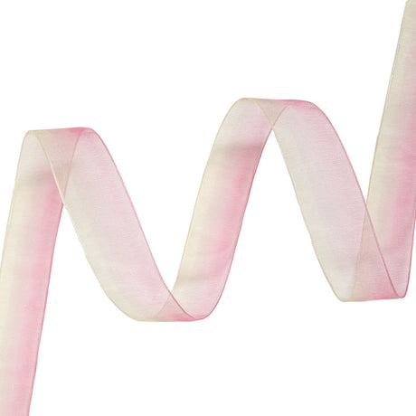 Sheer Yellow and Hot Pink Ombre Ribbon - 0.875"