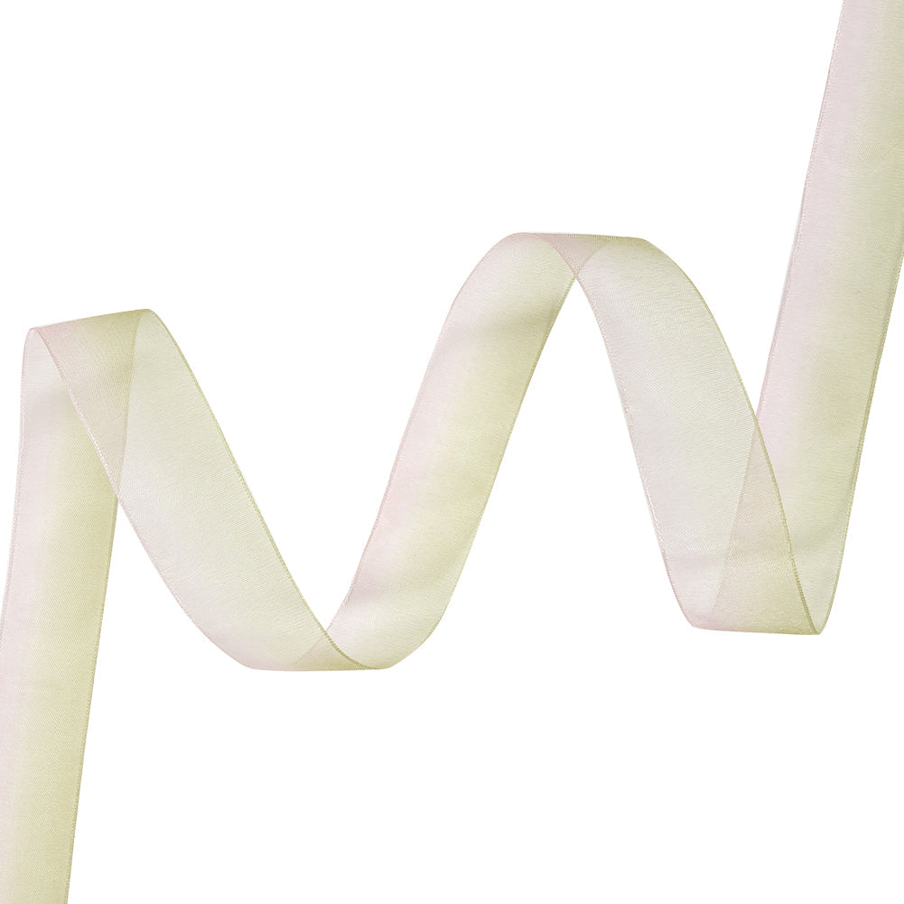 Sheer Green and Pink Ombre Ribbon - 0.875"