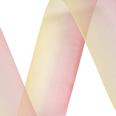 Sheer Yellow and Hot Pink Ombre Ribbon - 1.5"