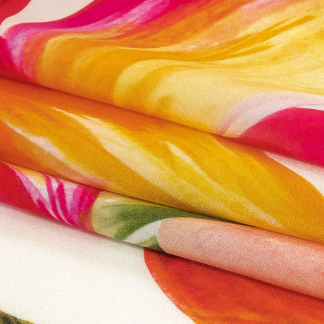 Mood Exclusive Italian Magenta, Orange and Green Lilies Silk Charmeuse