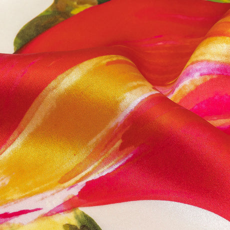 Mood Exclusive Italian Magenta, Orange and Green Lilies Silk Charmeuse