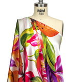 Mood Exclusive Italian Magenta, Orange and Green Lilies Silk Charmeuse