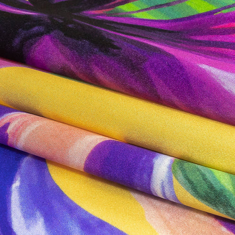 Mood Exclusive Italian Purple, Strawberry Pink and Yellow Lilies Silk Charmeuse