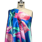 Mood Exclusive Italian Pink, Cascade and Blue Lilies Silk Charmeuse