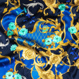 Mood Exclusive Italian Navy, Blue and Gold Rose Filigree Silk Charmeuse